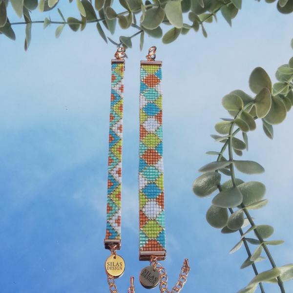 Geweven kralen armband 'Boho-chic hexagon'