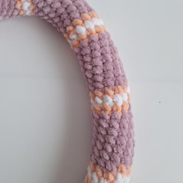 Gehaakte knuffel slang | Lila, perzikoranje en wit