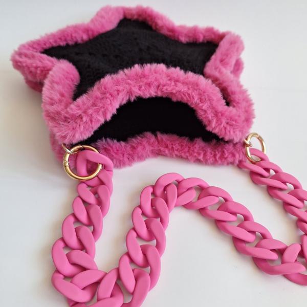Gehaakte tas 'zwart en roze ster'
