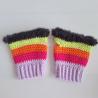 Thumbnail for Gehaakte handschoenen - gehaakte vingerloze handschoenen | Lila, knalroze, oranje, limoengroen en zwart