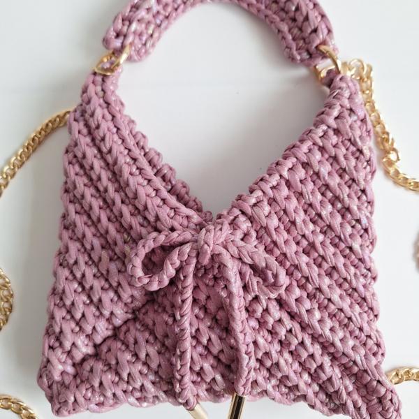 Gehaakte crossbody tas | Glitter lila