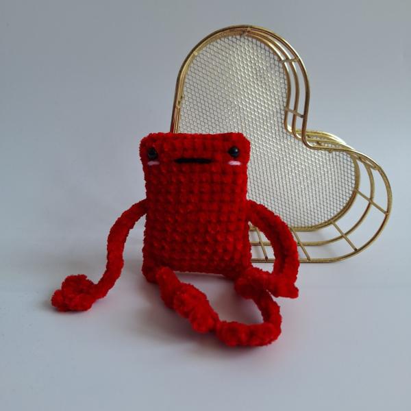 Gehaakte knuffel 'Rode kikker'