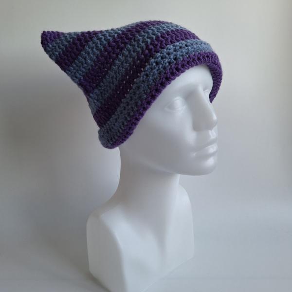 Gehaakte muts | Paars en denimblauw
