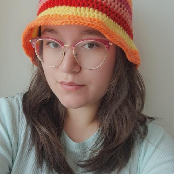 Gehaakte bucket hat | Oranje, fuchsia, koraal, rood en geel