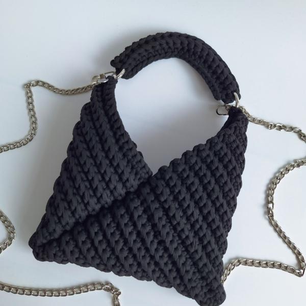 Gehaakte crossbody tas | Zwart