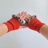 Thumbnail for Gehaakte handschoenen - gehaakte vingerloze handschoenen | Rood en bruin gemêleerd