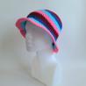 Thumbnail for Gehaakte bucket hat | Donkerblauw, turquoise, roze en rood