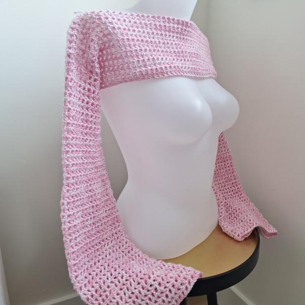 Gehaakte shrug | gehaakte bolero 'Wit en lichtroze gemêleerd'