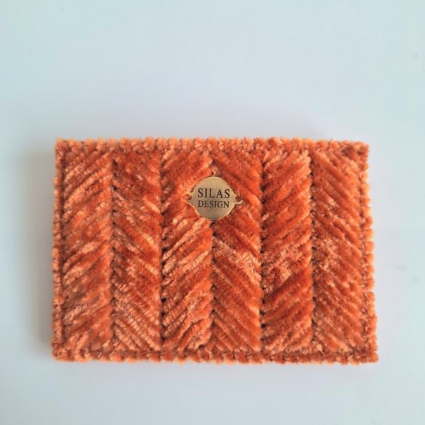 Geweven pasjeshouder | Pompoen oranje velvet look