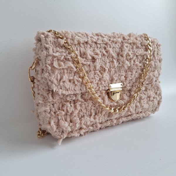 Geweven crossbody tas | Beige en goud