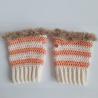Thumbnail for Gehaakte handschoenen - gehaakte vingerloze handschoenen | Crème, pasteloranje en beige
