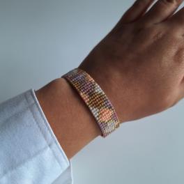 Geweven kralen armband 'Nude hexagon'