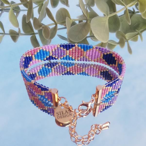 Geweven kralen armband | Paarse hexagon