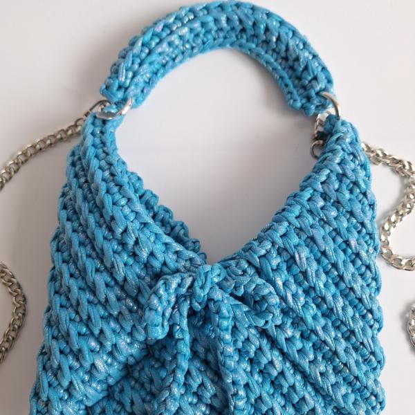 Gehaakte crossbody tas | Glitter blauw