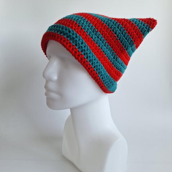 Gehaakte muts | Rood en petrol