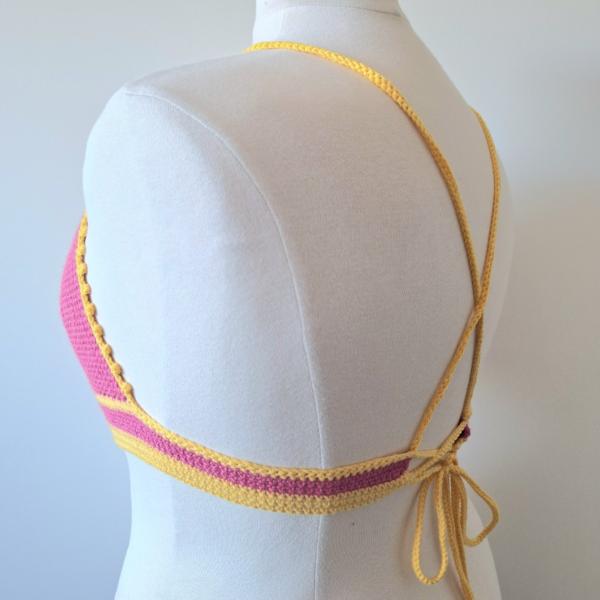 Gehaakt topje | Roze en geel