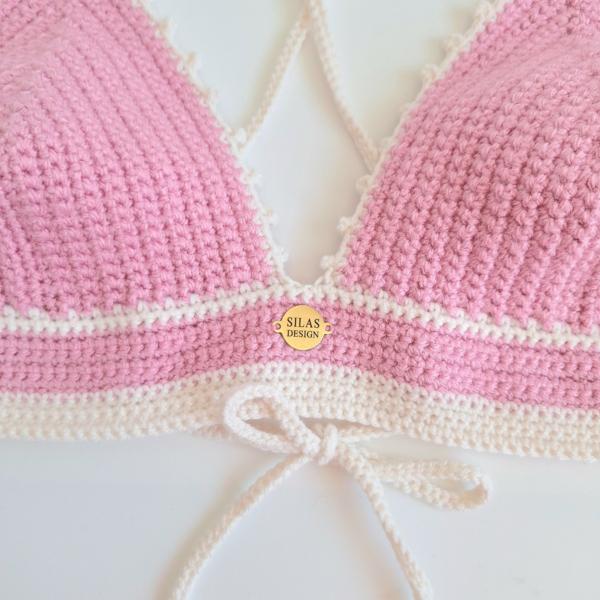 Gehaakt topje | Roze en crème