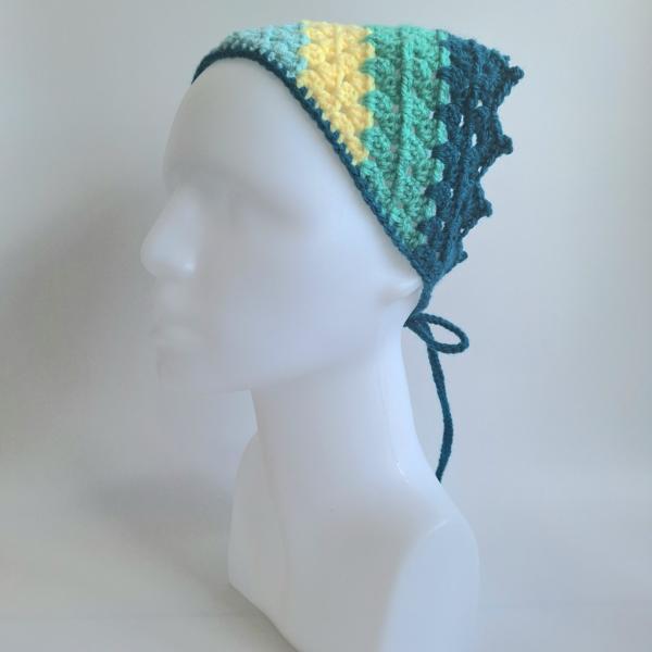 Gehaakte bandana | Mintgroen, pastel geel, turquoise en petrol