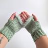 Thumbnail for Gehaakte handschoenen - gehaakte vingerloze handschoenen | Sagegroen