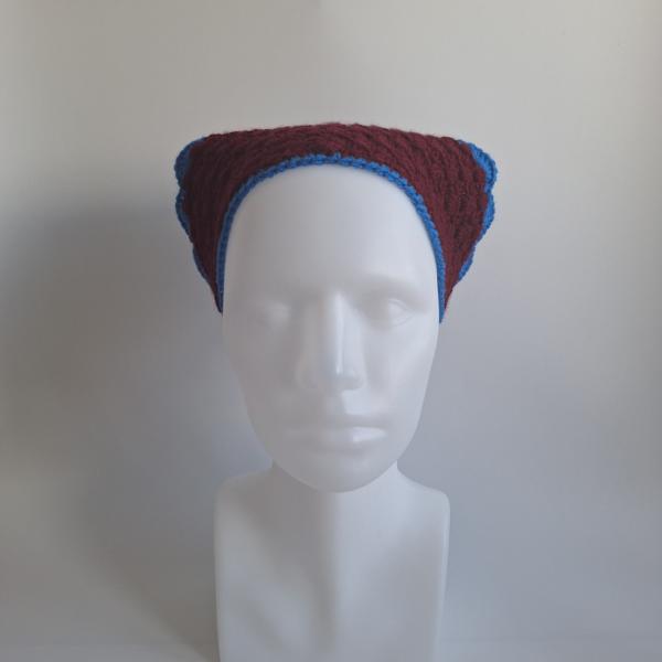 Gehaakte bandana | Wijnrood en blauw