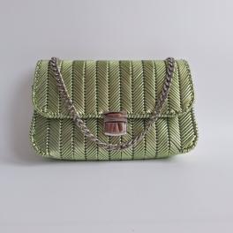 Geweven crossbody tas | Metallic groen en zilver