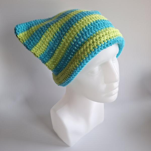 Gehaakte muts | Limegroen en turquoise