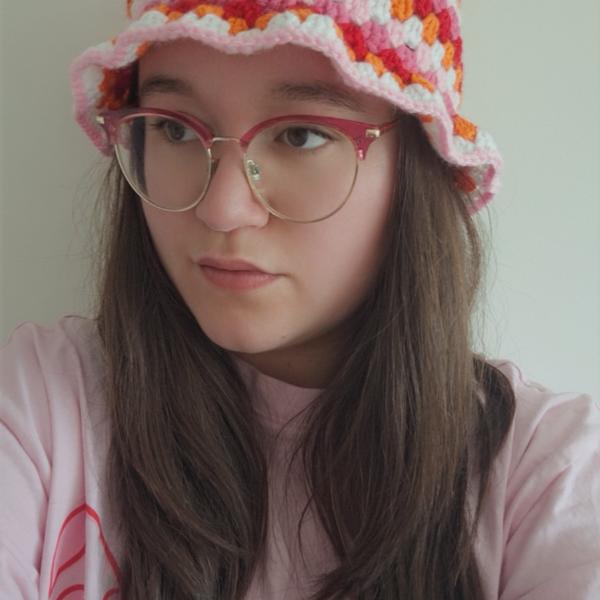 Gehaakte bucket hat | Pride lesbische vlag
