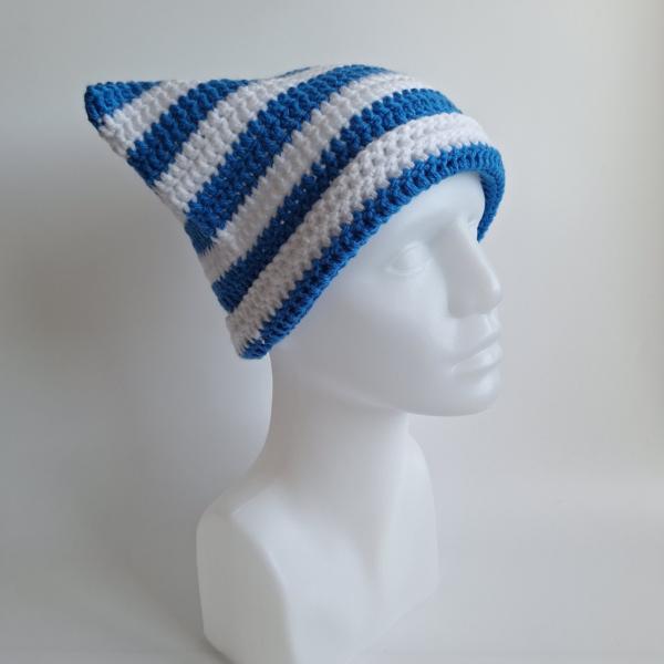 Gehaakte muts | Blauw en wit