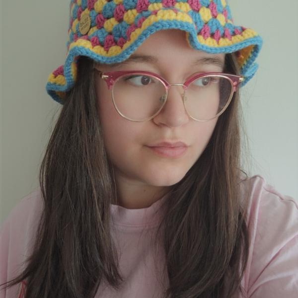 Gehaakte bucket hat | Pride panseksuele vlag