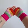 Thumbnail for Gehaakte handschoenen - gehaakte vingerloze handschoenen | Knalroze, mintgroen, lichtroze, geel en rood