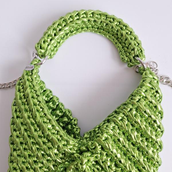 Gehaakte crossbody tas | Metallic groen