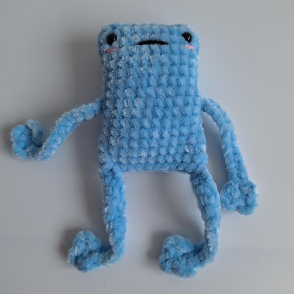 Gehaakte knuffel 'Lichtblauwe kikker'