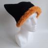 Thumbnail for Gehaakte muts met imitatiebont | Zwart en oranje