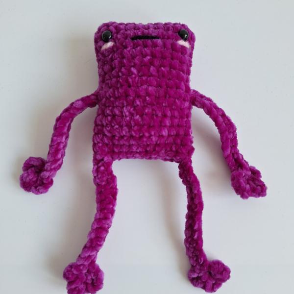 Gehaakte knuffel 'Magenta kikker'