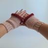 Thumbnail for Gehaakte handschoenen - gehaakte vingerloze handschoenen | Oudroze en wijnrood