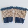 Thumbnail for Gehaakte handschoenen - gehaakte vingerloze handschoenen | Beige en denimblauw