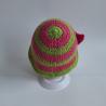 Thumbnail for Gehaakt baby zonnehoedje 'Roze en groen met strikje'