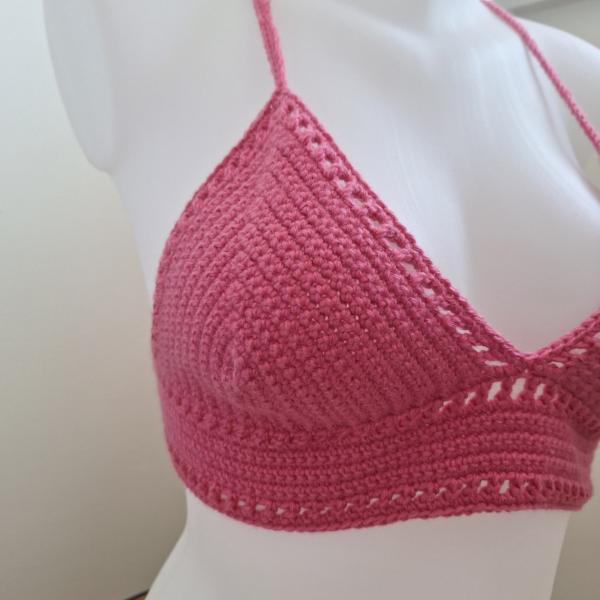 Gehaakt topje 'boho top hot pink'