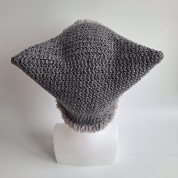 Gehaakte muts met imitatiebont | Grijs