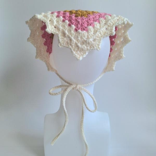 Gehaakte bandana | Rood, wijnrood, okergeel, roze en crème