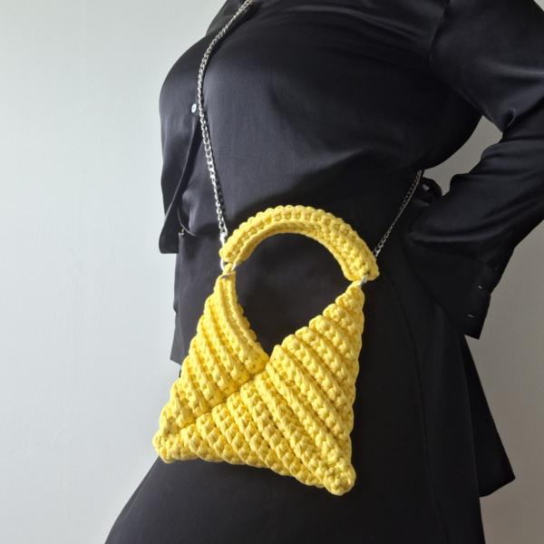 Gehaakte crossbody tas | Geel