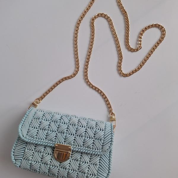 Geweven crossbody tas | Mintgroen en goud