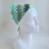 Thumbnail for Gehaakte bandana | Limegroen, donkerpaars, eucalyptus, grijsblauw en mintgroen