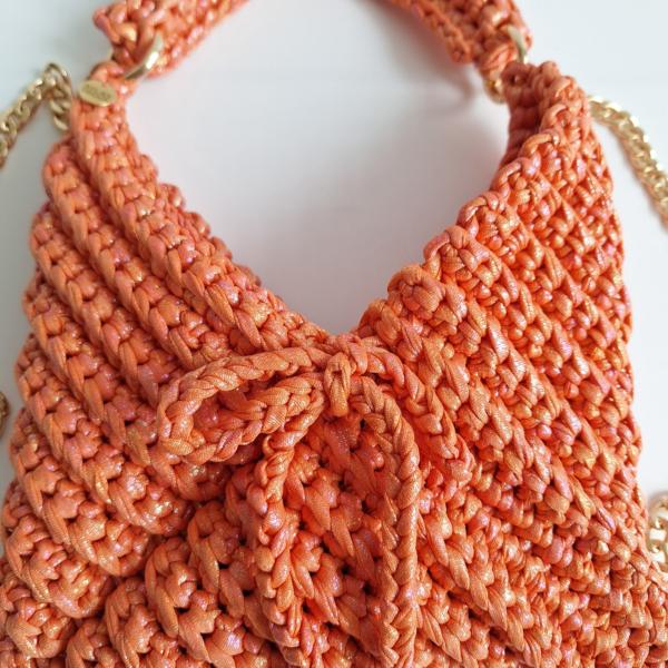 Gehaakte crossbody tas | Glitter oranje