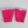Thumbnail for Gehaakte handschoenen - gehaakte vingerloze handschoenen | Knalroze en lichtblauw