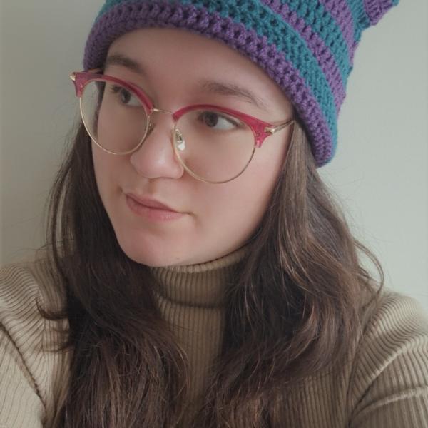 Gehaakte muts | Paars en petrol