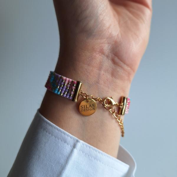 Geweven kralen armband | Pastel strepen