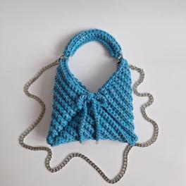 Gehaakte crossbody tas | Glitter blauw