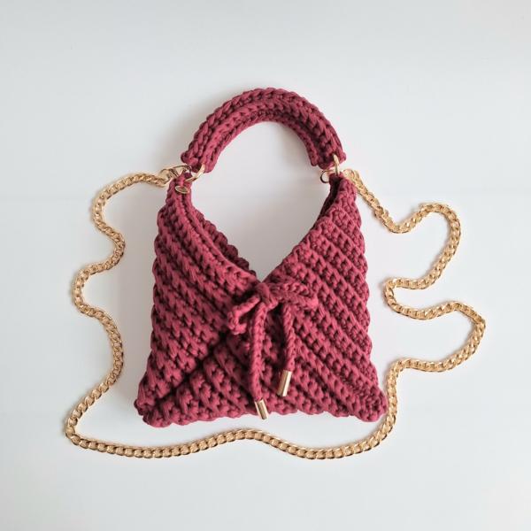 Gehaakte crossbody tas | Wijnrood