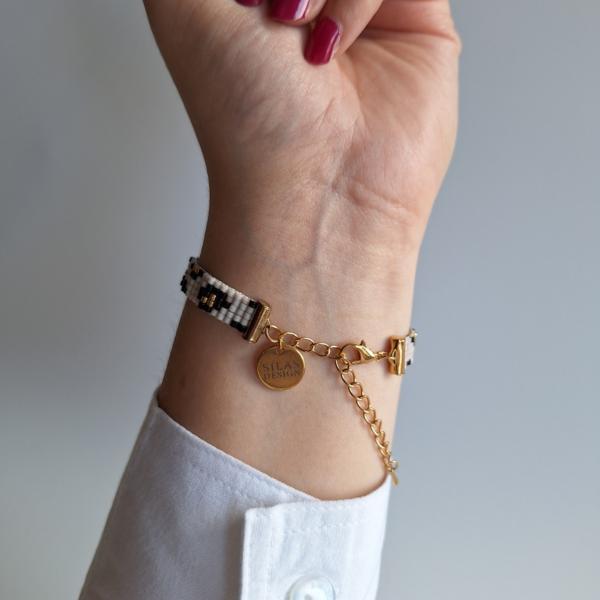 Geweven kralen armband | Lichtroze luipaard